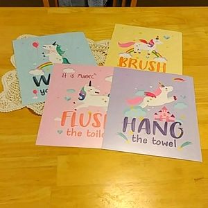 Unicorn art prints, bathroom decor, teaching, colorful, fun